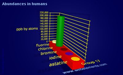 image showing Abundances in humans: group 17 periodic periodicity for group 17 chemical elements