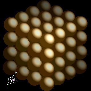 Iron crystal structure image (space filling style)