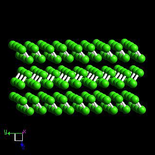chlorinecrystal structure image (ball and stick style)