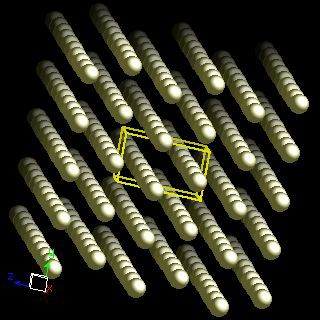 hafniumcrystal structure image (ball and stick style)