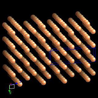 Antimony crystal structure image (ball and stick style)