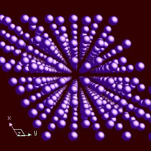 Terbium crystal structure image (ball and stick style)